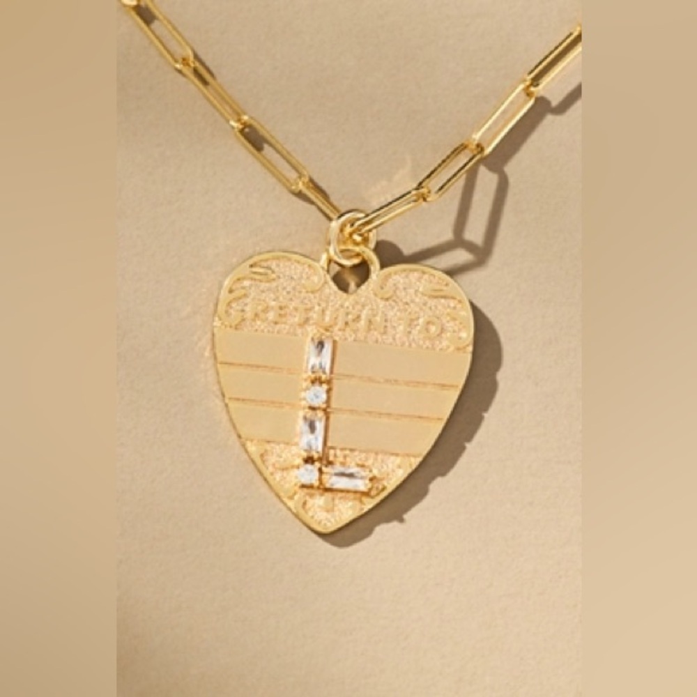 NWT Letter L - Anthropologie Monogram Heart Charm Necklace (NWT US$ 52)